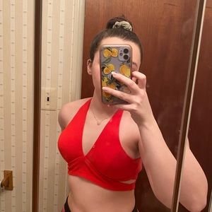 Red Criss Cross Back Crop Top